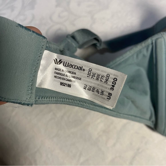 Wacoal 34DD How Perfect Wire Free T-Shirt Bra Soft Cup Wireless Baby Blue Pastel - Picture 4 of 9